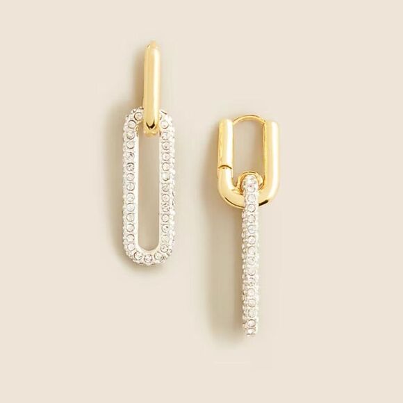 J. Crew Jewelry - J. Crew BV034 Pavé crystal link earrings two tone NWT